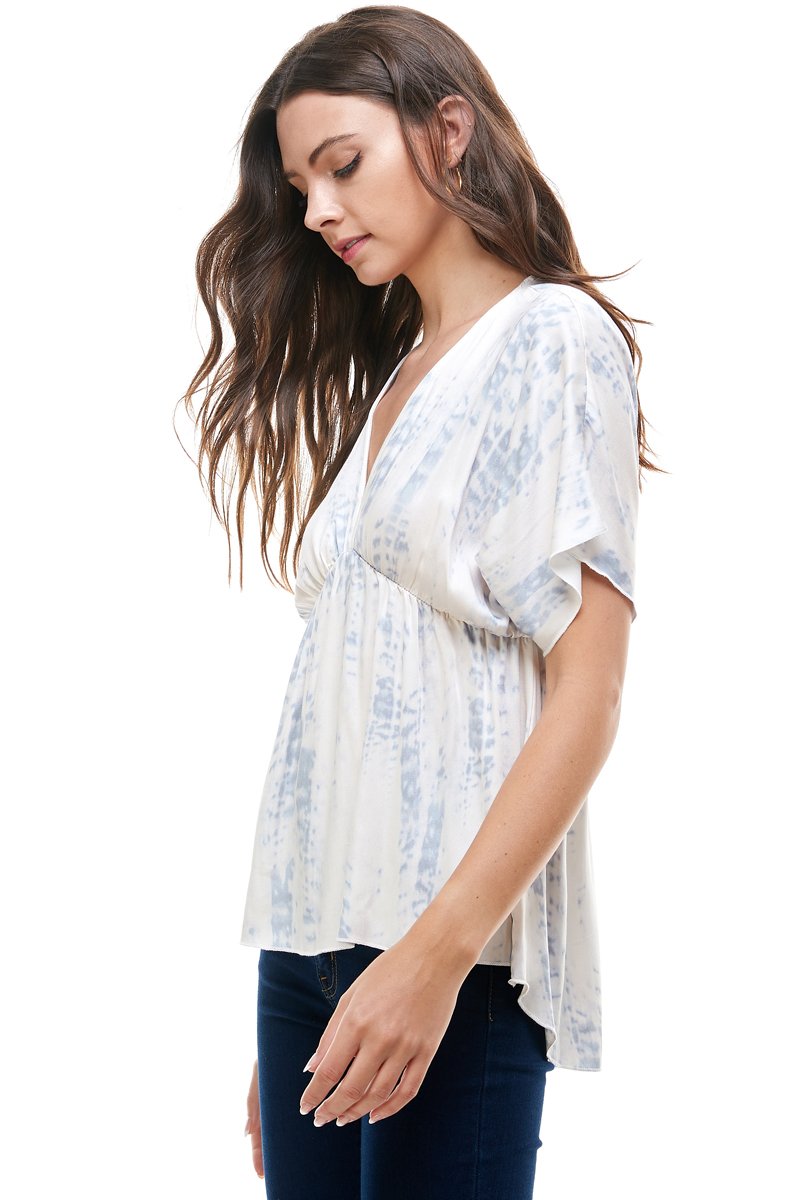 Flowy V-Neck Top with Relaxed Fit - UK (United Kingdom)