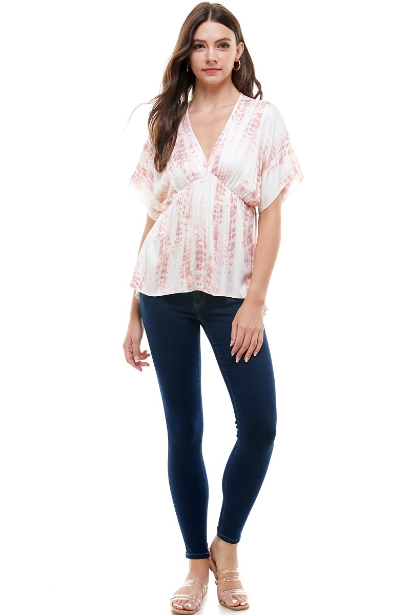 Flowy V-Neck Top with Relaxed Fit - UK (United Kingdom)