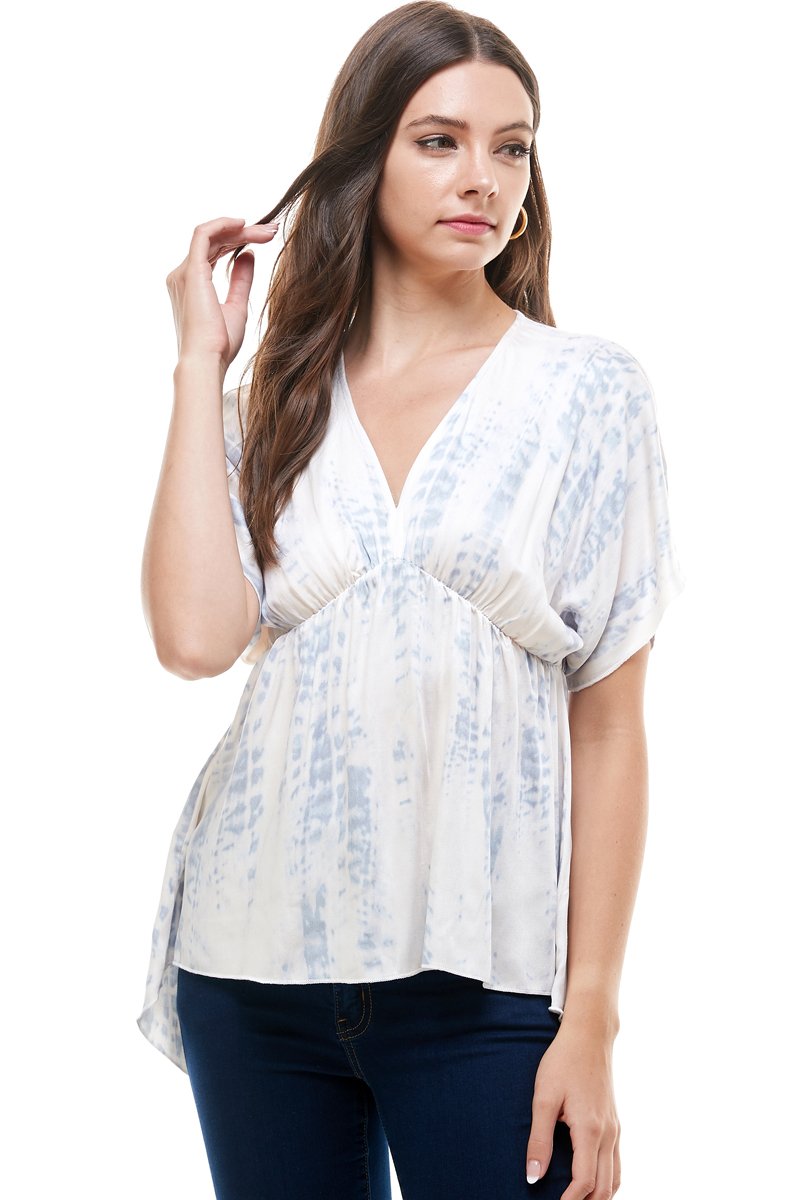 Flowy V-Neck Top with Relaxed Fit - UK (United Kingdom)