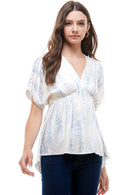 Flowy V-Neck Top with Relaxed Fit - UK (United Kingdom)