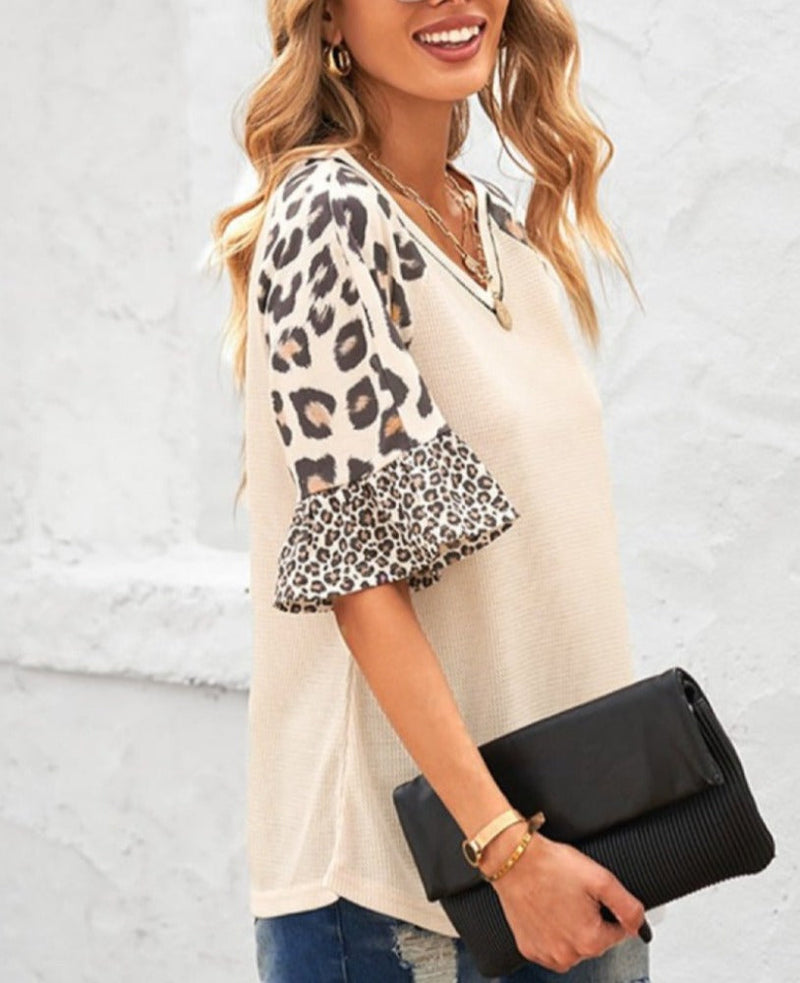 Womens Leopard Print Sleeve Top - UK (United Kingdom)