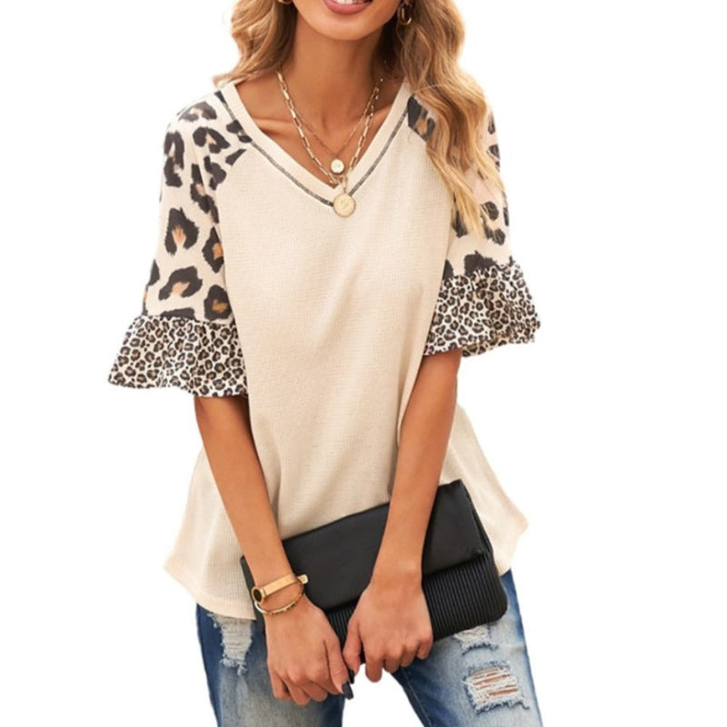 Womens Leopard Print Sleeve Top - UK (United Kingdom)