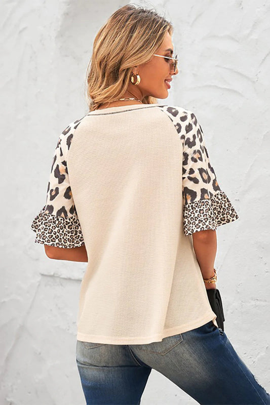 Womens Leopard Print Sleeve Top - UK (United Kingdom)