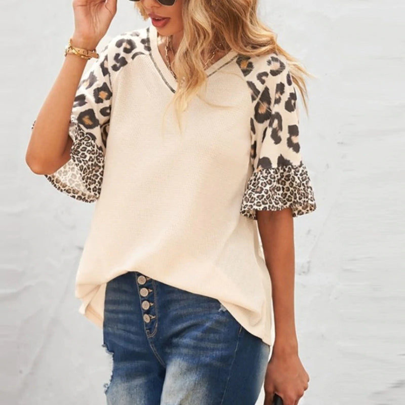 Womens Leopard Print Sleeve Top - UK (United Kingdom)