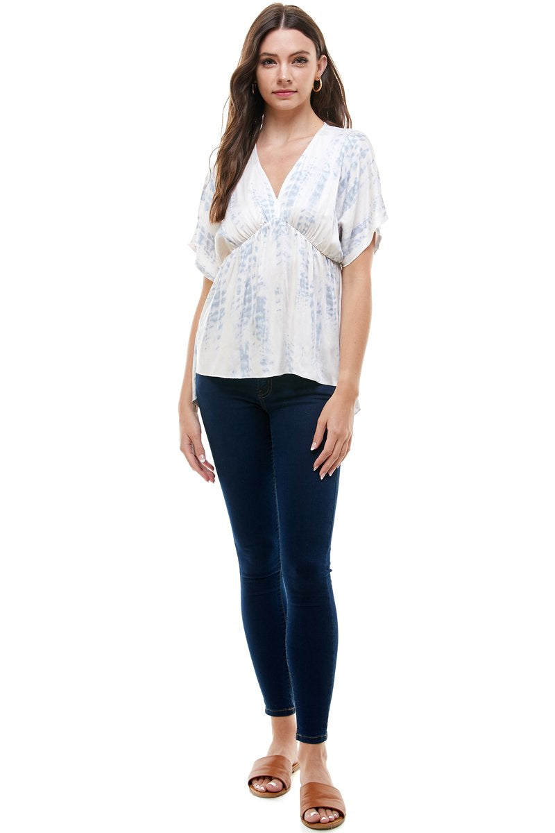 Flowy V-Neck Top with Relaxed Fit - UK (United Kingdom)